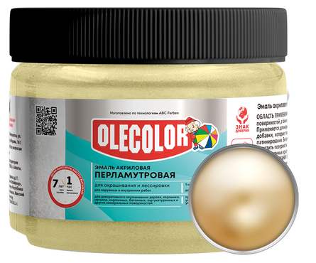 Эмаль акриловая OLECOLOR перламутровая золотой жемчуг 0.3 кг Фотография_0