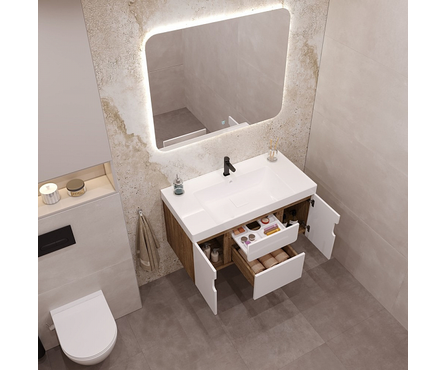 Тумба для ванной Дэми 100 подвесная с умывальником Line 100 Фотография_2