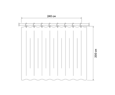 Штора для ванной полиэстер водонепроницаемая 200x240 см серый с узором с кольцами B41P224i11 IDDIS Фотография_3
