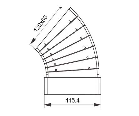 Колено разноугловое горизонтальное Event ПВХ белое, 60х120 мм Фотография_1