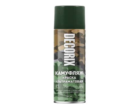 Краска DECORIX «КАМУФЛЯЖ», армейский зеленый, матовая, 520 мл Фотография_1