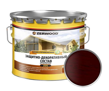 Защитно-декоративный состав ZERWOOD ZDS для древесины, палисандр, 10 л Фотография_0