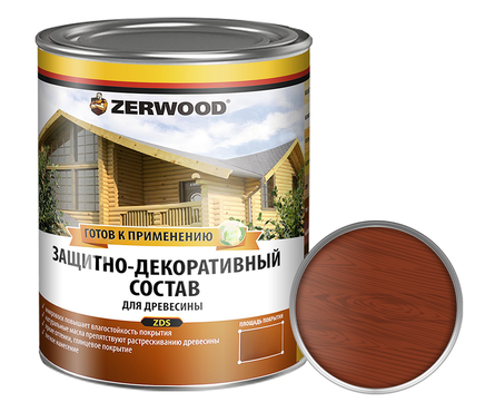 Защитно-декоративный состав ZERWOOD ZDS для древесины, махагон, 3 л Фотография_0
