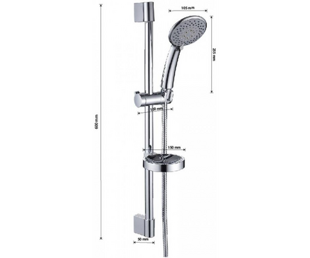Стойка для душа 600 мм лейка + мыльница BRIMIX Фотография_1