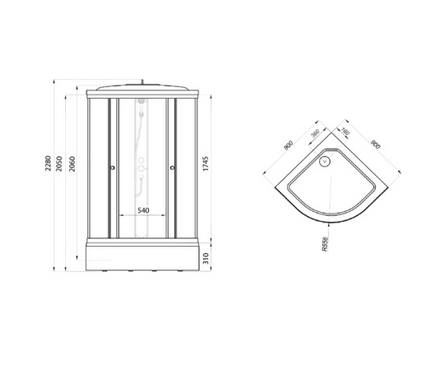 Душевая кабина полукруг 900х900х2280х4 мм средний поддон Градиент Лайт ТРИТОН Фотография_3