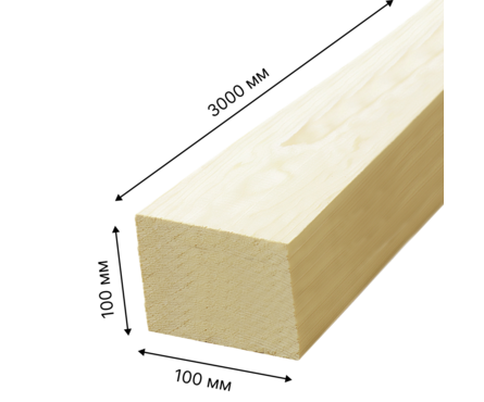 Доска 100х100х3000 мм обрезная хвойных пород ПР Фотография_1