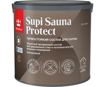 Состав для сауны термостойкий ТИККУРИЛА Супи Сауна Протект бесцветный БАЗА EP 2.7 л Фотография_0