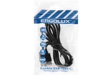 Кабель USB-Type C 2А 1 м зарядка + передача данных черный ERGOLUX
