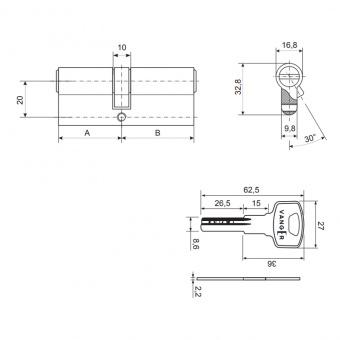 Цилиндровый механизм YM-60-C-CR хром VANGER Фотография_1