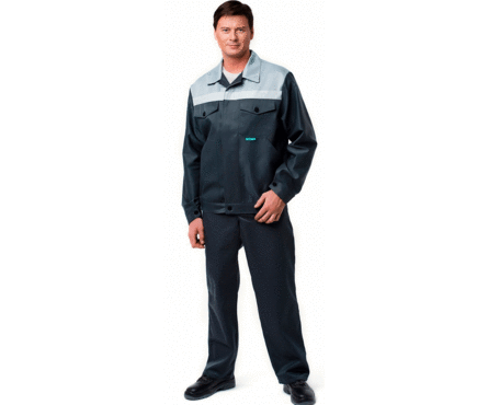 Костюм СТАФФ (куртка + полукомбинезон) смесовая ткань цвет серый, светло-серый (96-100/182-188) Фотография_0