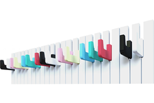 Вешалка настенная пианино 16 крючков разноцветных 60х14.5х1.9 см белая ВЕНА