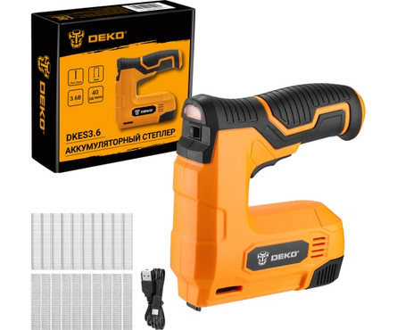 Степлер аккумуляторный скобы 53/A, 1x1.5 Ач, з/у DKES3.6Li DEKO Фотография_4