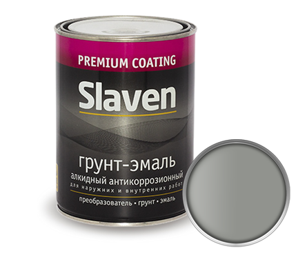 Грунт-эмаль по ржавчине SLAVEN 3 в 1, серый (3.2 кг) Фотография_0