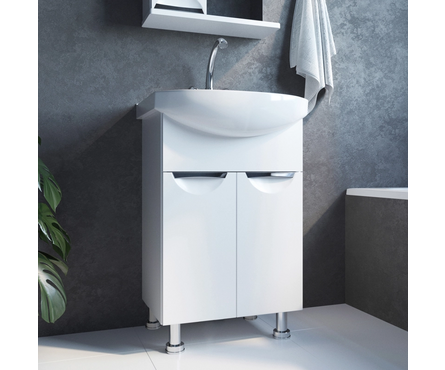 Тумба для ванной Этьен 55 белый c умывальником Элеганс-55 (ПВХ) Фотография_2