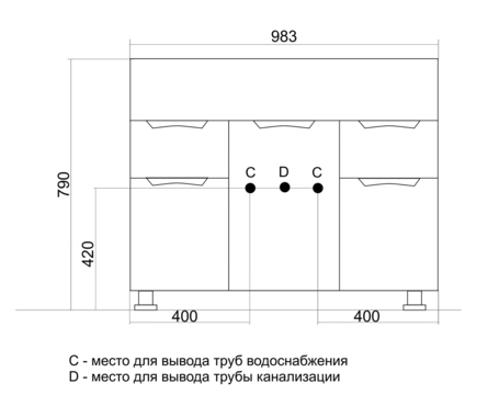 Тумба для ванной Этьен 100 белый с умывальником Нелли - 100 литьевой мрамор (ПВХ) Фотография_3