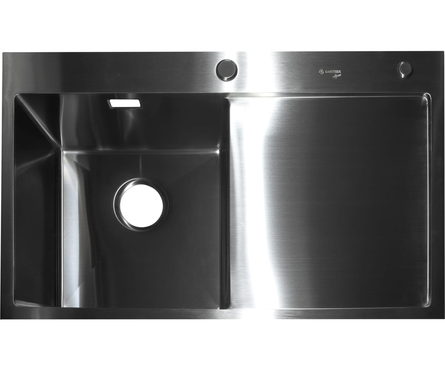 Мойка 78x48 (3,0) врезная левая 1 1/2 22см с сифоном + коландер + дозатор Сатин SANTEK AQUA Фотография_1