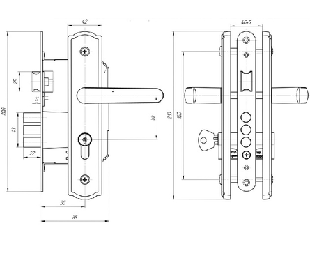 Замок врезной 3B4-1-8 с ручками бронза AVERS Фотография_1