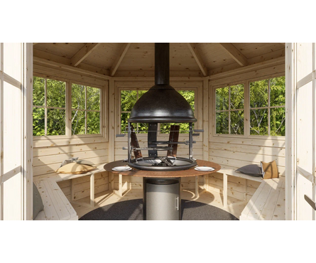 Беседка шестигранная из массива сосны 4х4 м ТЕХНОНИКОЛЬ Фотография_7