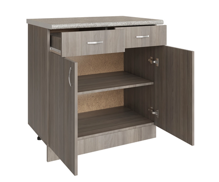 Стол-тумба кухонный распашные дверцы со столешницей 80 см ЛДСП ясень/шимо светлый  (2 ящика) Фотография_1