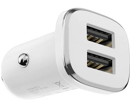Разветвитель гнезда прикуривателя белый АЗУ 2USB BOROFONE Фотография_1
