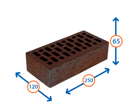 Кирпич керамический пластического формирования Графит Лава 1.0 НФ/200/1.4 ГОСТ 250х120х65 мм (448 шт/упак) Фотография_1