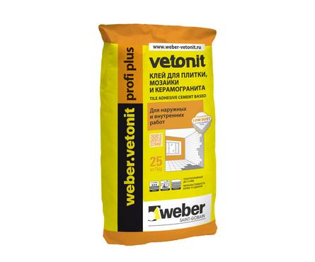 Клей для плитки weber.vetonit Профи Плюс цементный 25 кг (48)