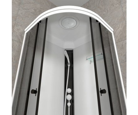 Душевая кабина полукруг 900х900х2175х4 мм низкий поддон тонированное стекло Грэй-вайт ТРИТОН Фотография_3