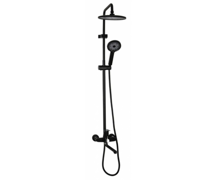 Душевая система (35к.с изл.+лейка 1 поз.+душ.шланг+троп.душ) 9678 Черный-хром FABIA Фотография_0
