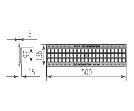 Решетка для лотка водоприемного пластиковая ячеистая кл. А15 РВ-500x136x15 мм AQUASTOK Фотография_2