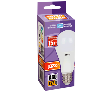 Лампа светодиодная 15 Вт Груша Е27 5000К дневной свет JazzWay 2853035 Фотография_1