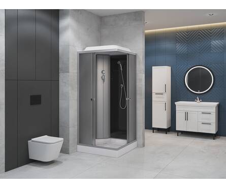 Душевая кабина EvaGold F901BS-Q квадрат 900x900x2280x4 мм, низкий поддон, матовый профиль, черное стекло Фотография_3