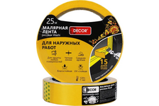 Лента малярная для деликатных поверхностей 25 мм 25 м оранжевая DECOR