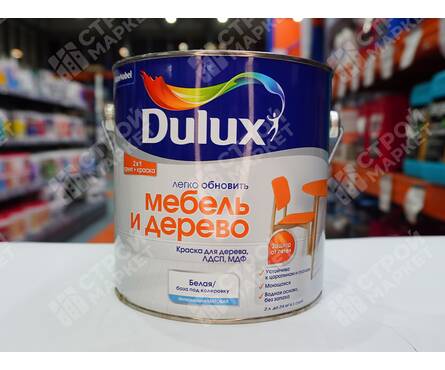 Краска для дерева матовая акриловая ВД ДЮЛАКС Мебель и дерево белая БАЗА BW 2 л Фотография_2