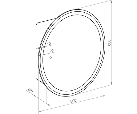 Зеркало-шкаф круглое 600 мм Оливия сенсорный выключатель светодиодная подсветка MIXLINE Фотография_4