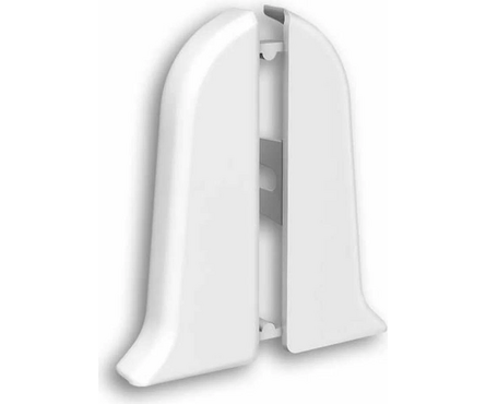 Угол ПВХ торцевой для плинтуса напольного 70 мм Белый ИДЕАЛ Классик (1 пара/флоуп) Фотография_0