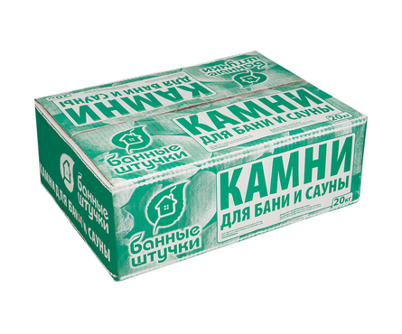 Камень для бани Габбро-Диабаз обвалованный, ср. фракция (70-140 мм), в коробке 20 кг БАННЫЕ ШТУЧКИ Фотография_1