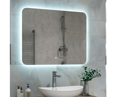 Зеркало 800х600 мм Прямоугольное сенсорный выключатель светодиодная внутренняя подсветка САНАКС Фотография_1