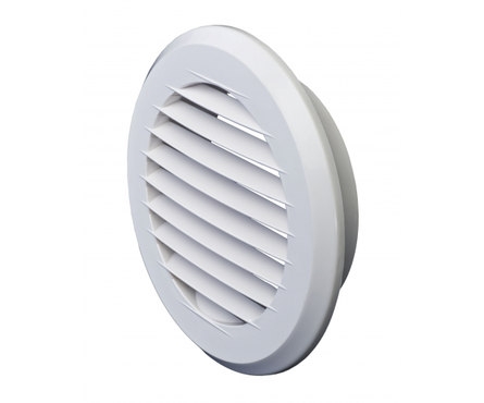 Решетка ПВХ вентиляционная вытяжная круглая с фланцем d 100 мм белая ЭВЕНТ Фотография_0