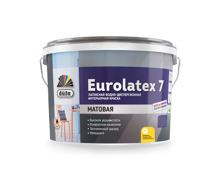 Краска ВД Dufa Retail Eurolatex 7 для стен и потолков, глубокоматовая, 2.5 л Фотография_0
