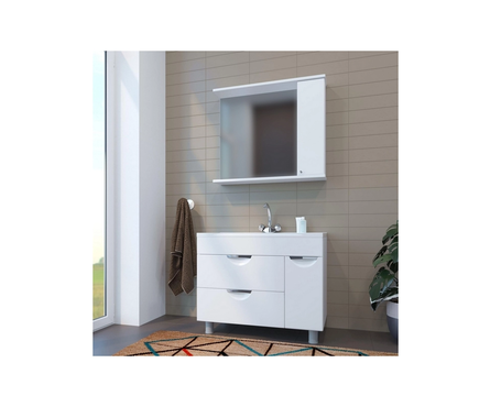 Тумба для ванной Mixline «Этьен 90» белый с умывальником «Нелли - 90» (ПВХ) Фотография_2