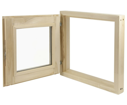 Окно банное липа 50х50 см с ручкой (стеклопакет) Фотография_1