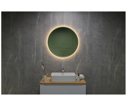 Зеркало круглое 800 мм Roland D800-TX бескон. сенсор светодиодная подсветки золотое обрамление Фотография_1