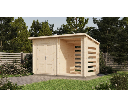 Хозблок из массива сосны с дровницей 4х2.2 м ТЕХНОНИКОЛЬ Фотография_3