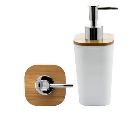 Набор аксессуаров для ванной настольный пластик Белый-бамбук САНАКС Фотография_4