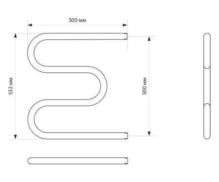 Полотенцесушитель водяной 50х50 см 1 М-образный MIXLINE Фотография_2