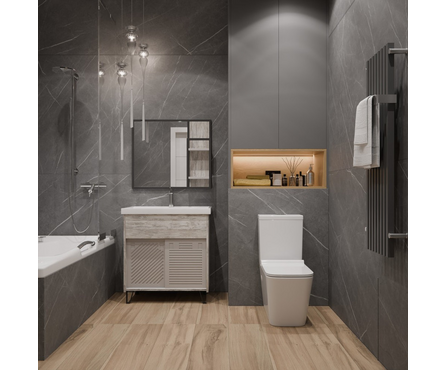 Унитаз-монолит Т1086 безободковый тонкое сиденье ДП (с гофрой и подводкой) EVA GOLD Фотография_2