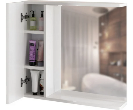 Шкаф навесной Квадро 75 левый с подсветкой (ПВХ) Фотография_1