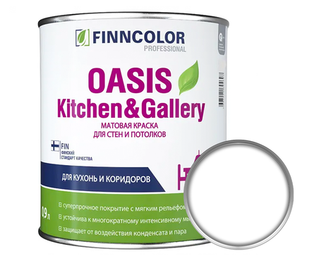 Краска для стен и потолков FINNCOLOR OASIS KITCHEN&GALLERY база А (0.9 л) Фотография_0