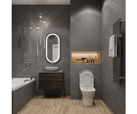 Унитаз-монолит SM9618T безободковый тонкое сиденье ДП круговой смыв (с гофрой и подводкой) EVA GOLD Фотография_3