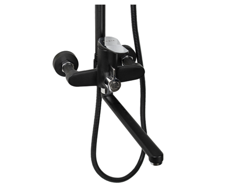 Душевая система (35к.с изл.+лейка 1 поз.+душ.шланг+троп.душ) 9678 Черный-хром FABIA Фотография_3